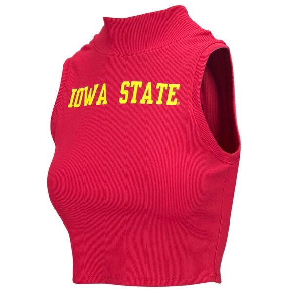 ZooZatz Women's Iowa State Cardinal Ribbed Mock Neck Cropped Tank